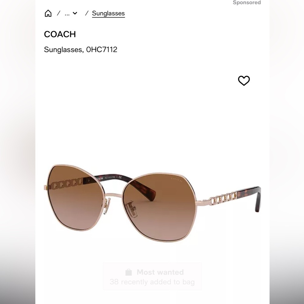 Coach Gold Frame Sunglasses with Brown Gradient Lenses